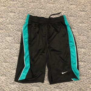 Men’s Nike black basketball shorts blue stripe